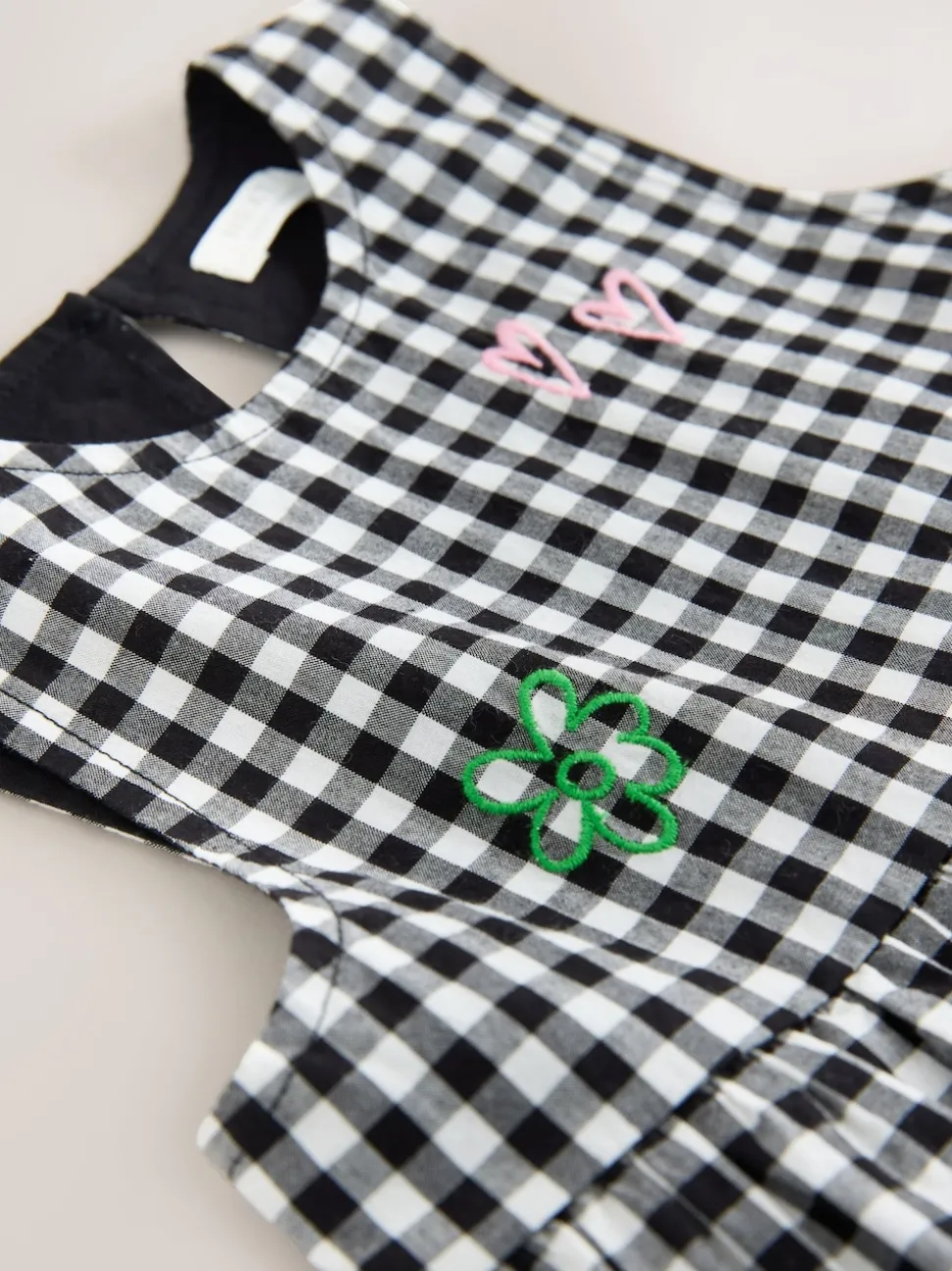 Black/White Gingham Sleeveless Playsuit (3mths-7yrs)