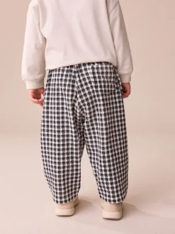 Black/White Gingham Textured Barrel Leg Trousers (3mths-7yrs)