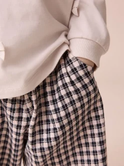 Black/White Gingham Textured Barrel Leg Trousers (3mths-7yrs)