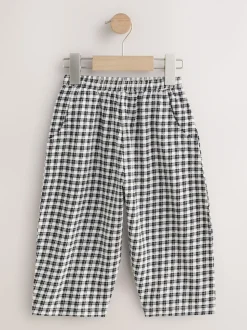 Black/White Gingham Textured Barrel Leg Trousers (3mths-7yrs)