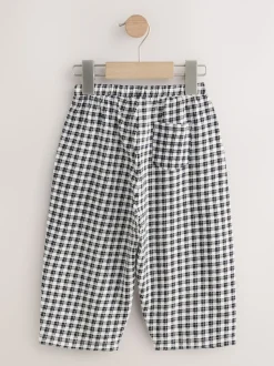 Black/White Gingham Textured Barrel Leg Trousers (3mths-7yrs)