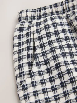 Black/White Gingham Textured Barrel Leg Trousers (3mths-7yrs)