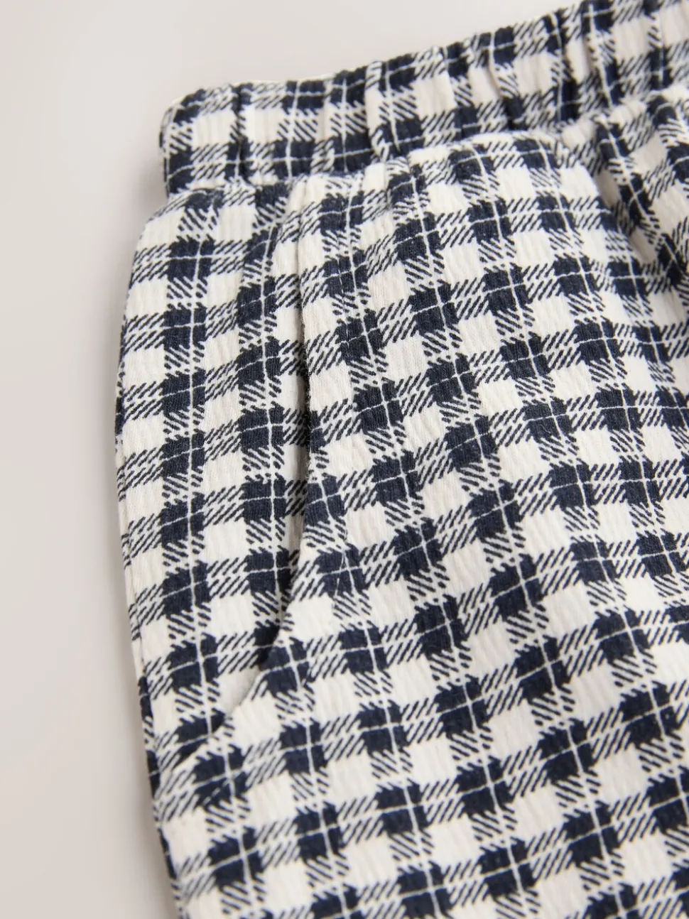 Black/White Gingham Textured Barrel Leg Trousers (3mths-7yrs)