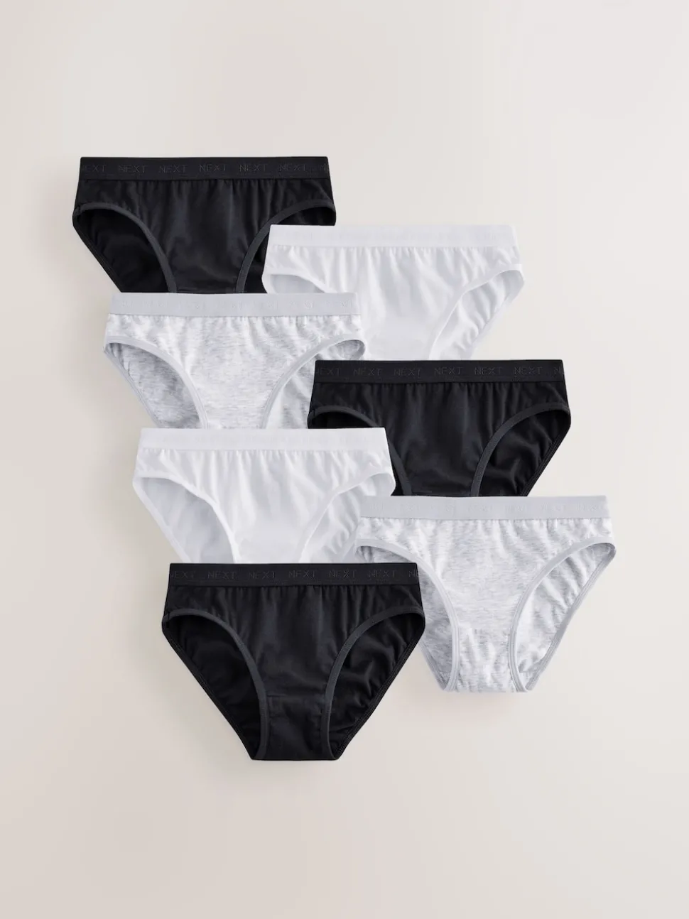 Black/White/Grey Bikini Briefs 7 Pack (5-16yrs)