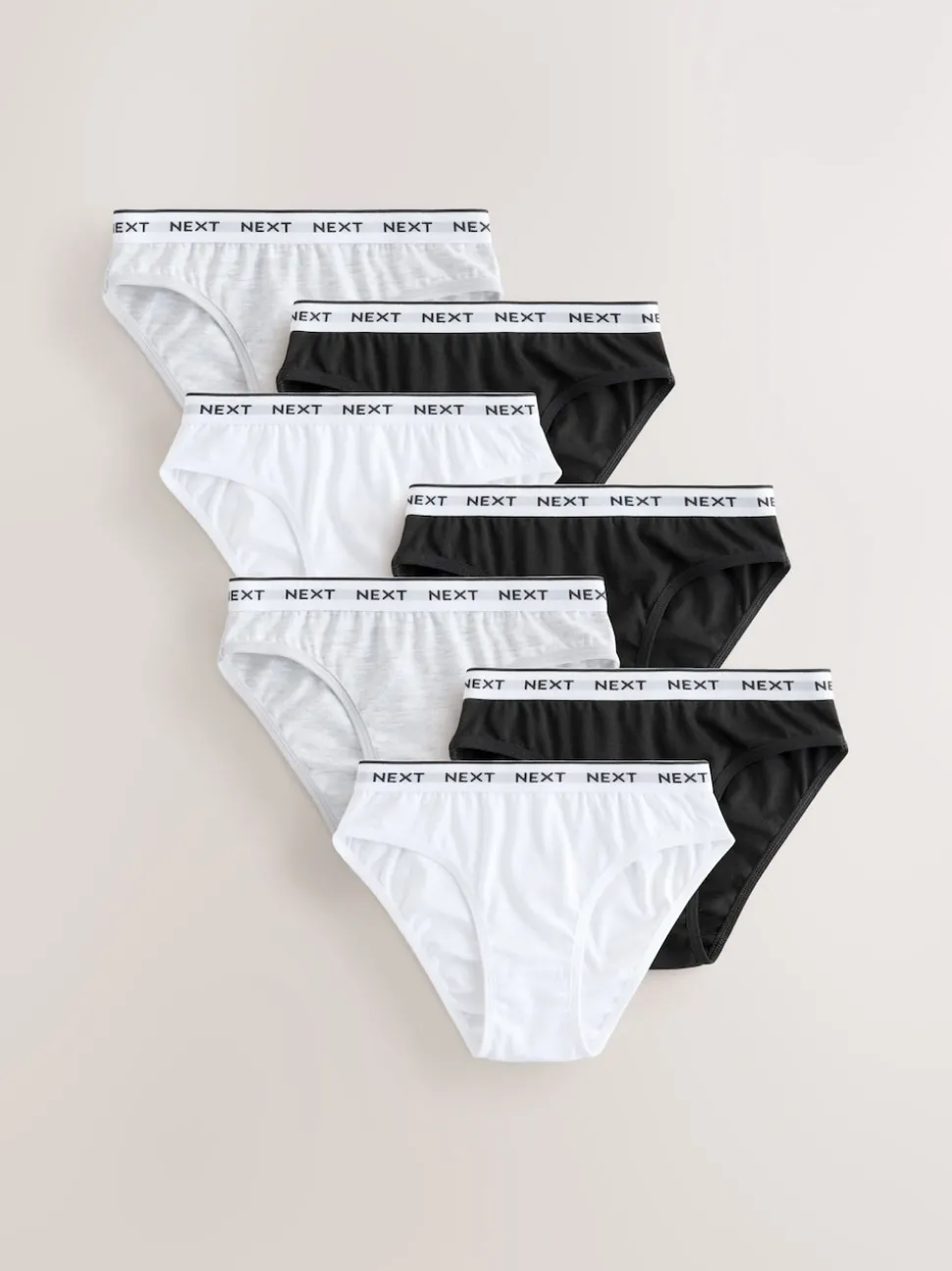 Black/White/Grey Bikini Briefs 7 Pack (5-16yrs)