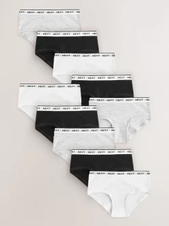 Black/White/Grey Hipster Briefs 10 Pack (2-16yrs)