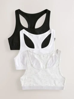 Black/White/Grey Racer Back Crop Tops 3 Pack (5-16yrs)