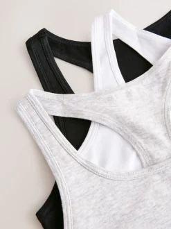 Black/White/Grey Racer Back Crop Tops 3 Pack (5-16yrs)