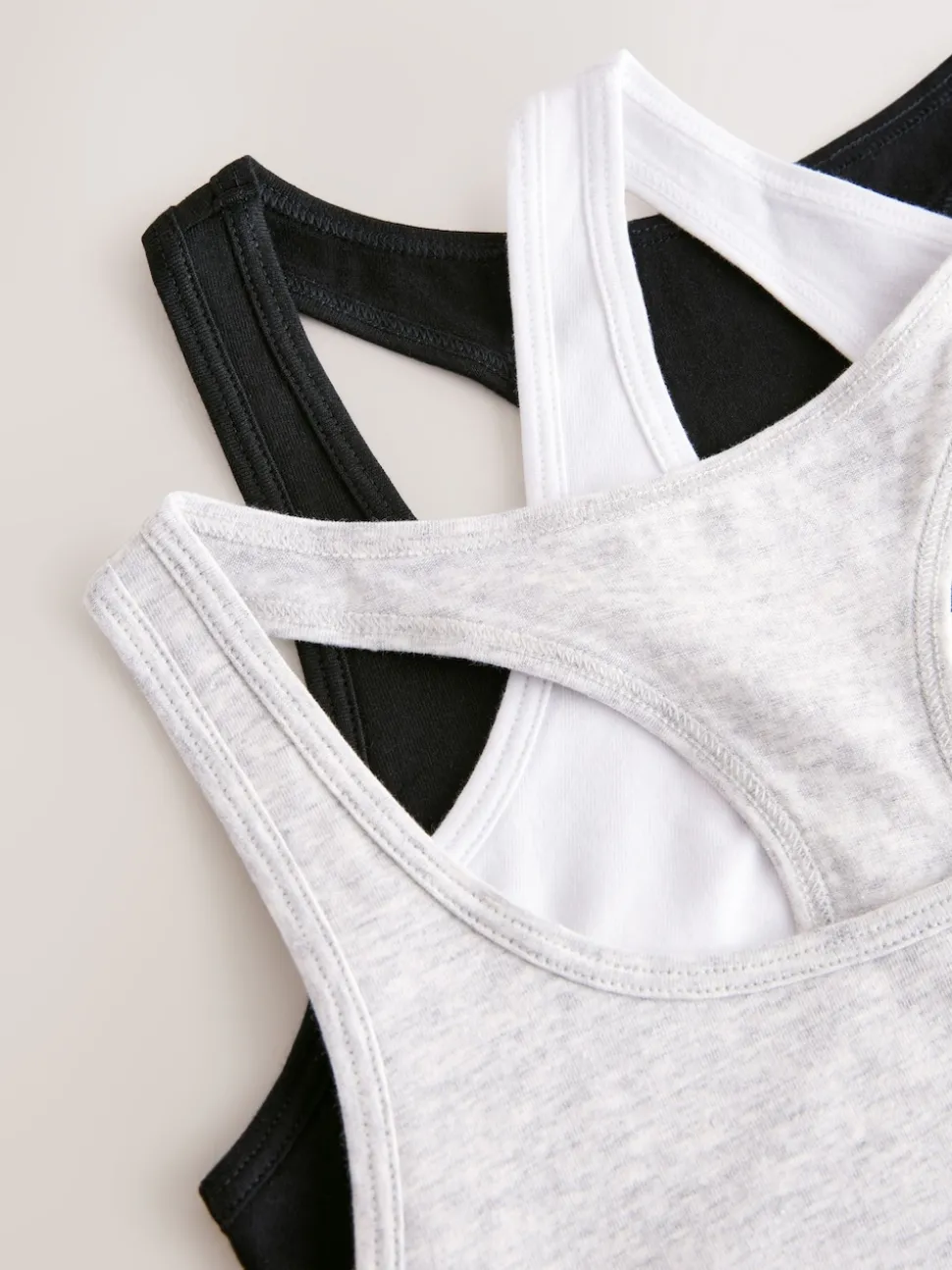 Black/White/Grey Racer Back Crop Tops 3 Pack (5-16yrs)