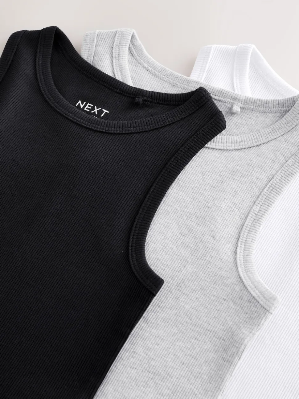 Black/White/Grey Rib Vest 3 Pack (3-16yrs)