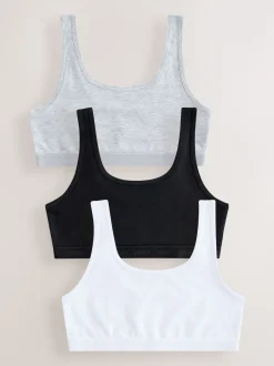 Black/White/Grey Scoop Crop Tops 3 Pack (5-16yrs)