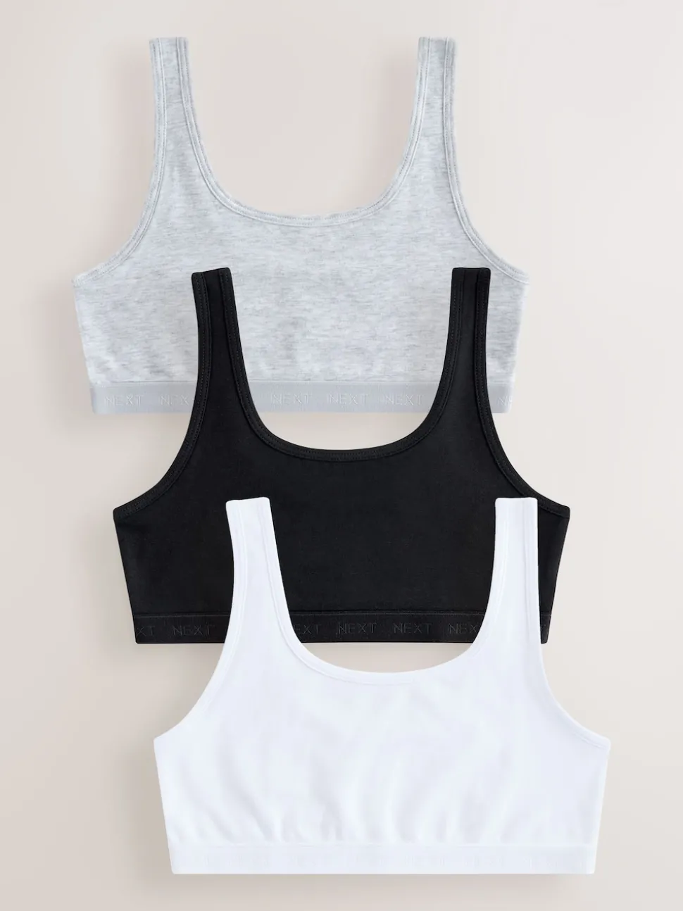 Black/White/Grey Scoop Crop Tops 3 Pack (5-16yrs)