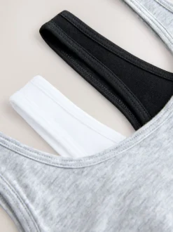 Black/White/Grey Scoop Crop Tops 3 Pack (5-16yrs)
