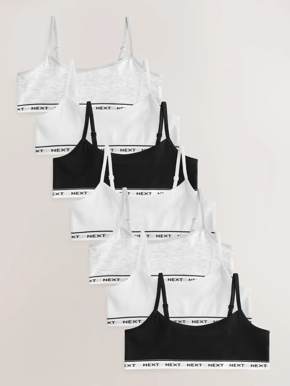 Black/White/Grey Strappy Crop Tops 7 Pack (5-16yrs)