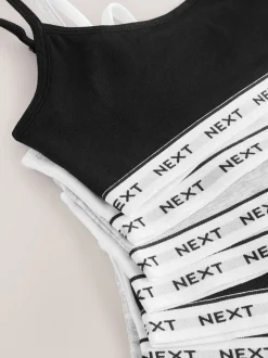 Black/White/Grey Strappy Crop Tops 7 Pack (5-16yrs)