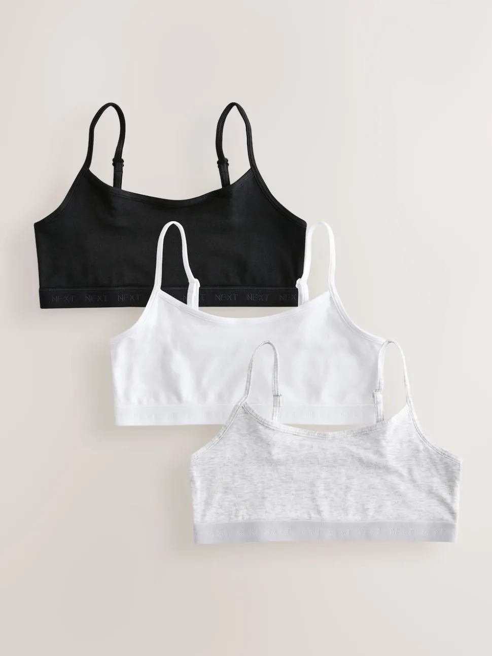 Black/White/Grey Strappy Crop Tops 3 Pack (5-16yrs)