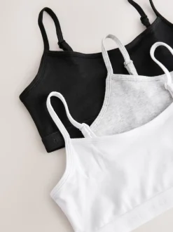 Black/White/Grey Strappy Crop Tops 3 Pack (5-16yrs)