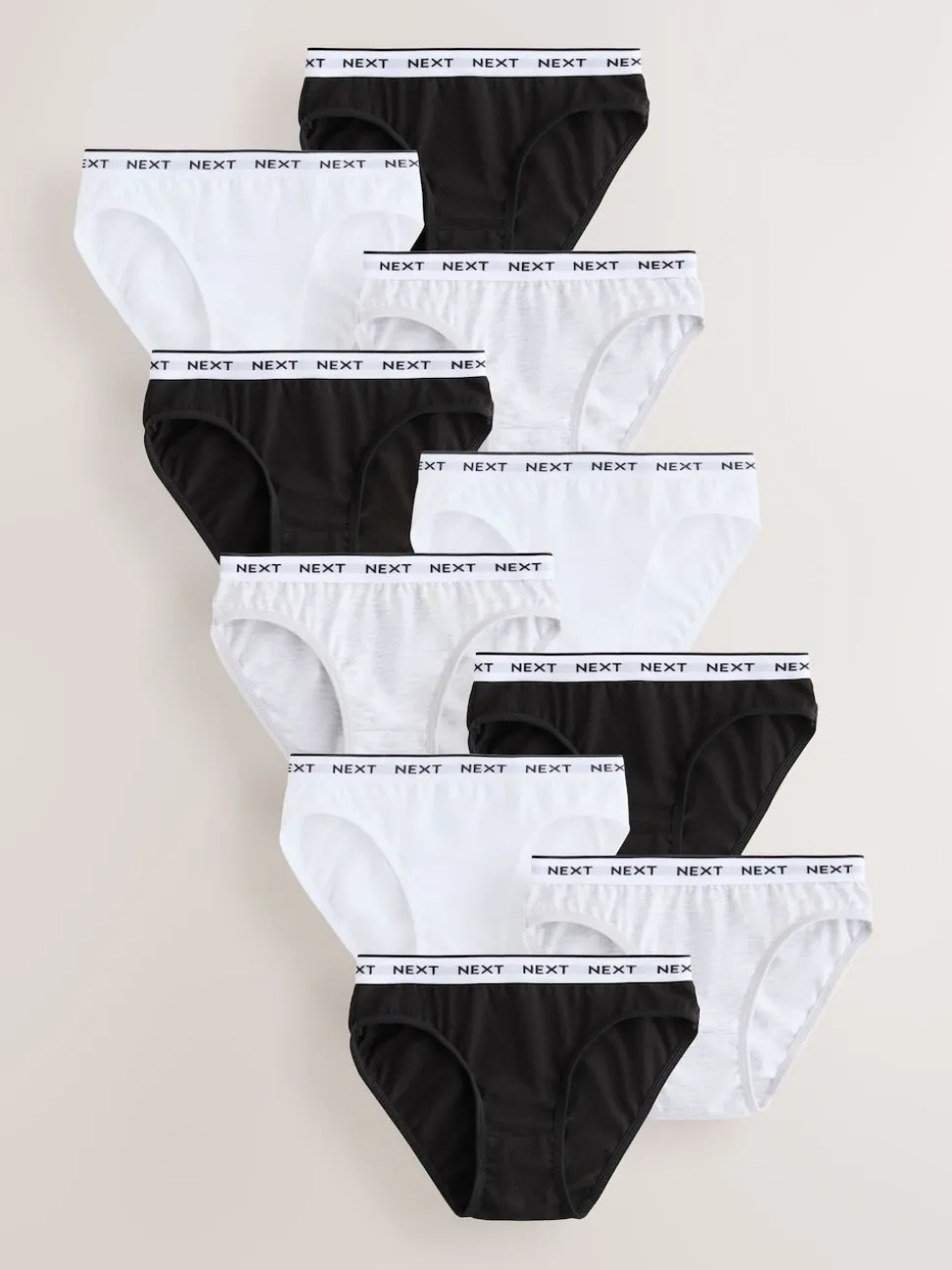 Black/White Print Bikini Briefs 10 Pack (5-16yrs)