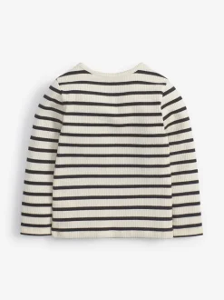 Black/White Stripe Cotton Rich Long Sleeve Rib T-Shirt (3mths-7yrs)