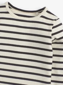 Black/White Stripe Cotton Rich Long Sleeve Rib T-Shirt (3mths-7yrs)