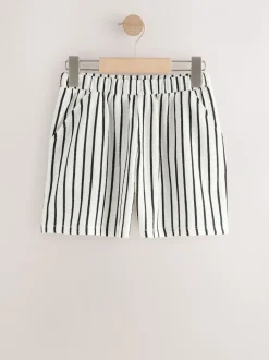 Black/White Stripe Crinkle Shorts (3-16yrs)