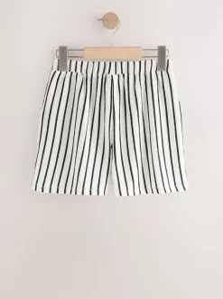 Black/White Stripe Crinkle Shorts (3-16yrs)