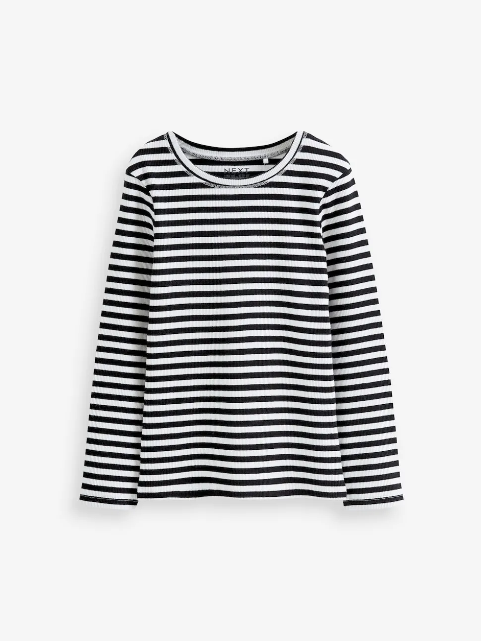 Black/White Stripe Long Sleeve Ribbed Top (3-16yrs)