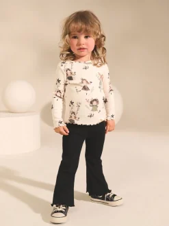 Black/White Top and Flared Leggings Set 2 Pack (3mths-7yrs)