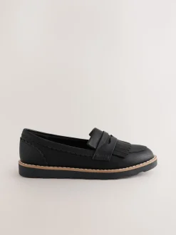 Black Wide Fit (G) School Loafers