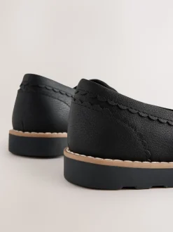 Black Wide Fit (G) School Loafers