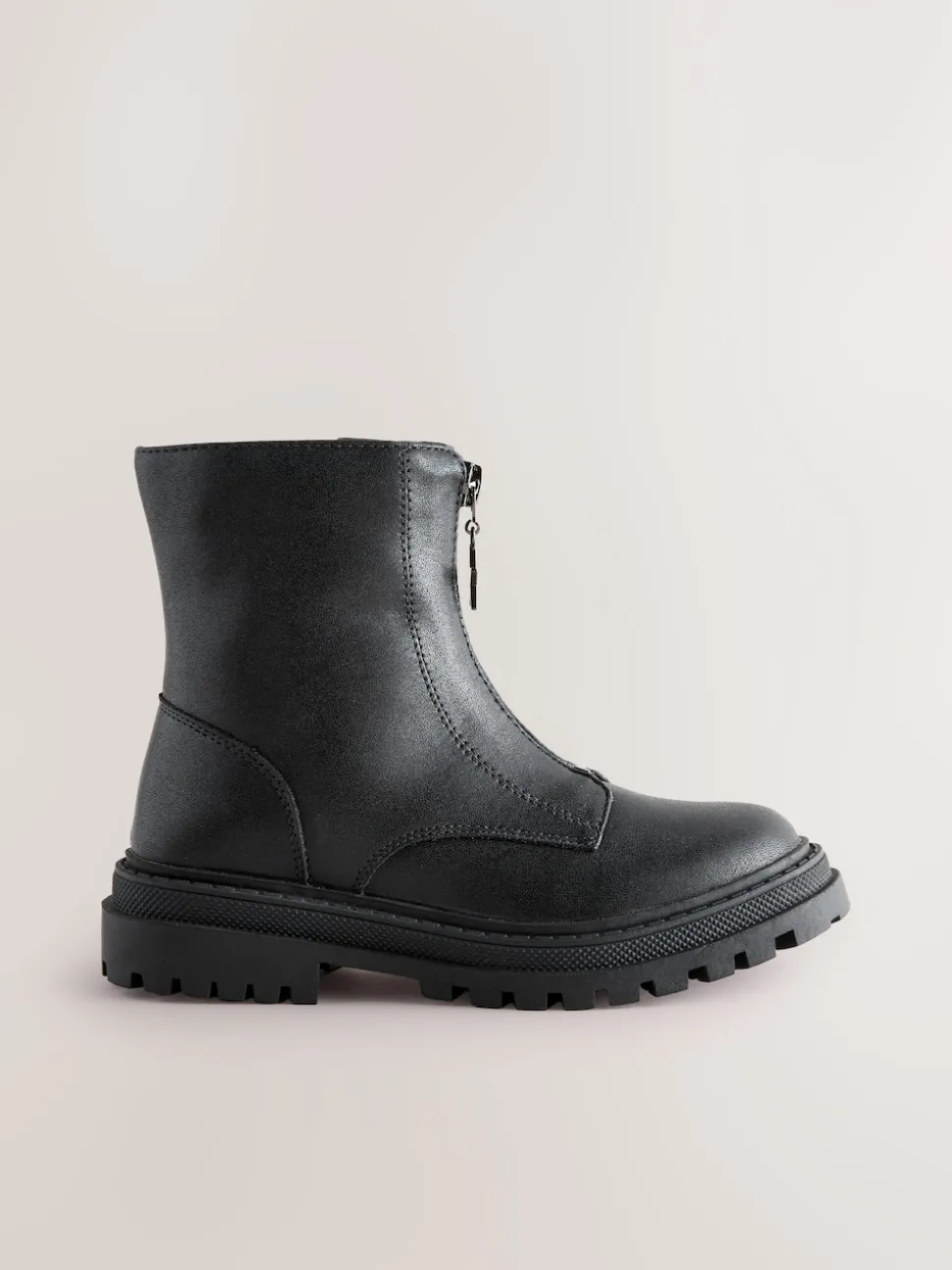 Black Wide Fit (G) Zip Front Ankle Boots