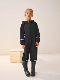 Black Zip Hooded Waterproof Puddlesuit (12mths-10yrs)