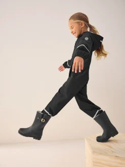 Black Zip Hooded Waterproof Puddlesuit (12mths-10yrs)