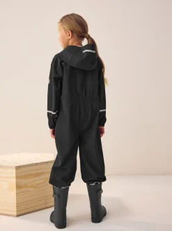 Black Zip Hooded Waterproof Puddlesuit (12mths-10yrs)
