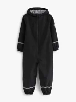 Black Zip Hooded Waterproof Puddlesuit (12mths-10yrs)