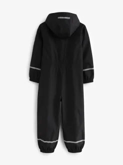 Black Zip Hooded Waterproof Puddlesuit (12mths-10yrs)