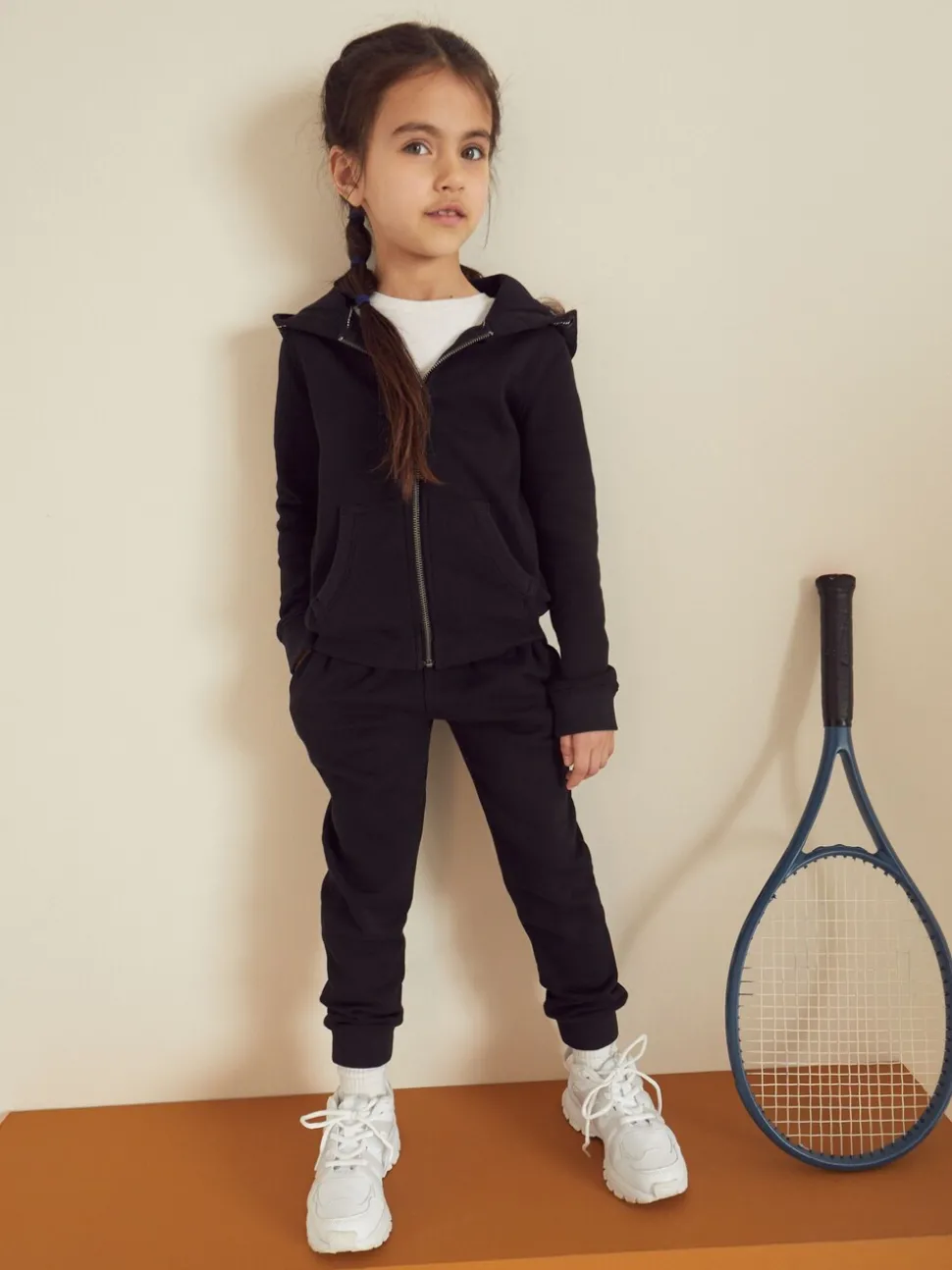 Black Zip Through Hoodie And Joggers School Sports Set (3-16yrs)