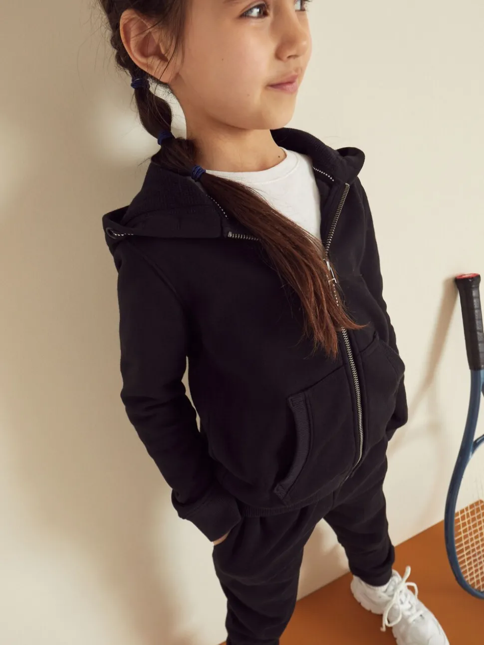 Black Zip Through Hoodie And Joggers School Sports Set (3-16yrs)