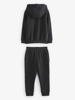 Black Zip Through Hoodie And Joggers School Sports Set (3-16yrs)