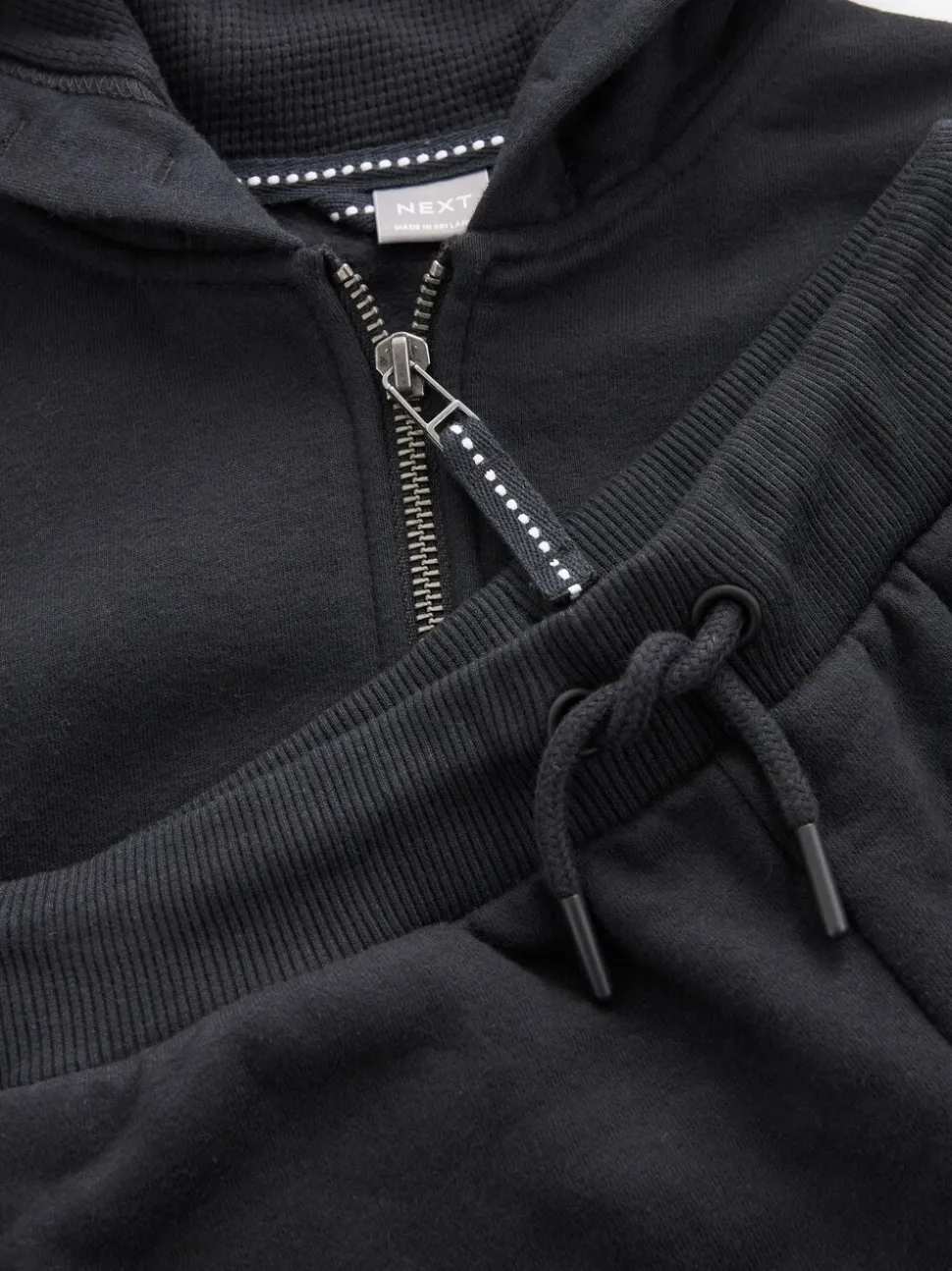 Black Zip Through Hoodie And Joggers School Sports Set (3-16yrs)
