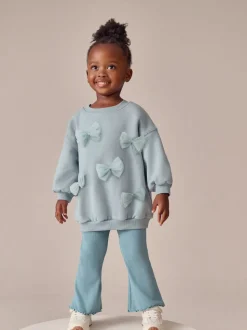 Blue Bow Sweatshirt & Flare Leggings Set (3mths-7yrs)