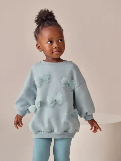 Blue Bow Sweatshirt & Flare Leggings Set (3mths-7yrs)