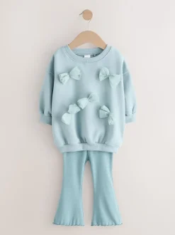 Blue Bow Sweatshirt & Flare Leggings Set (3mths-7yrs)