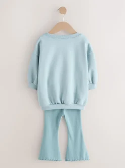 Blue Bow Sweatshirt & Flare Leggings Set (3mths-7yrs)
