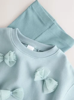 Blue Bow Sweatshirt & Flare Leggings Set (3mths-7yrs)