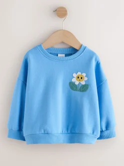 Blue Flower Crew Neck Sweatshirt (3mths-7yrs)