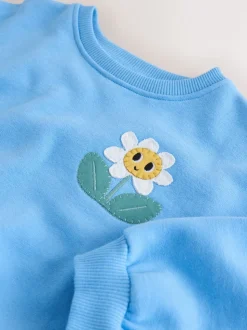 Blue Flower Crew Neck Sweatshirt (3mths-7yrs)
