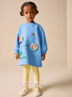 Blue Flower Relaxed Sweat Dress (3mths-7yrs)