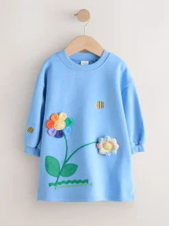 Blue Flower Relaxed Sweat Dress (3mths-7yrs)