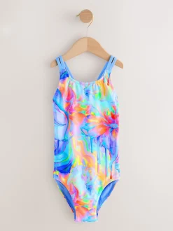 Blue Swirl Double Strap Swimsuit (3-16yrs)